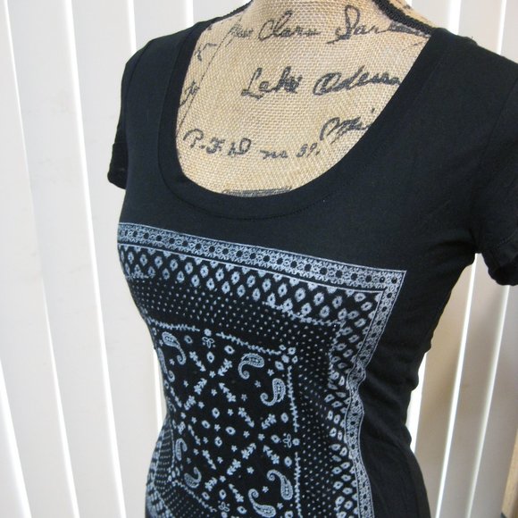 NWT Express black bandana graphic tee t shirt top XS extra small - Picture 2 of 6